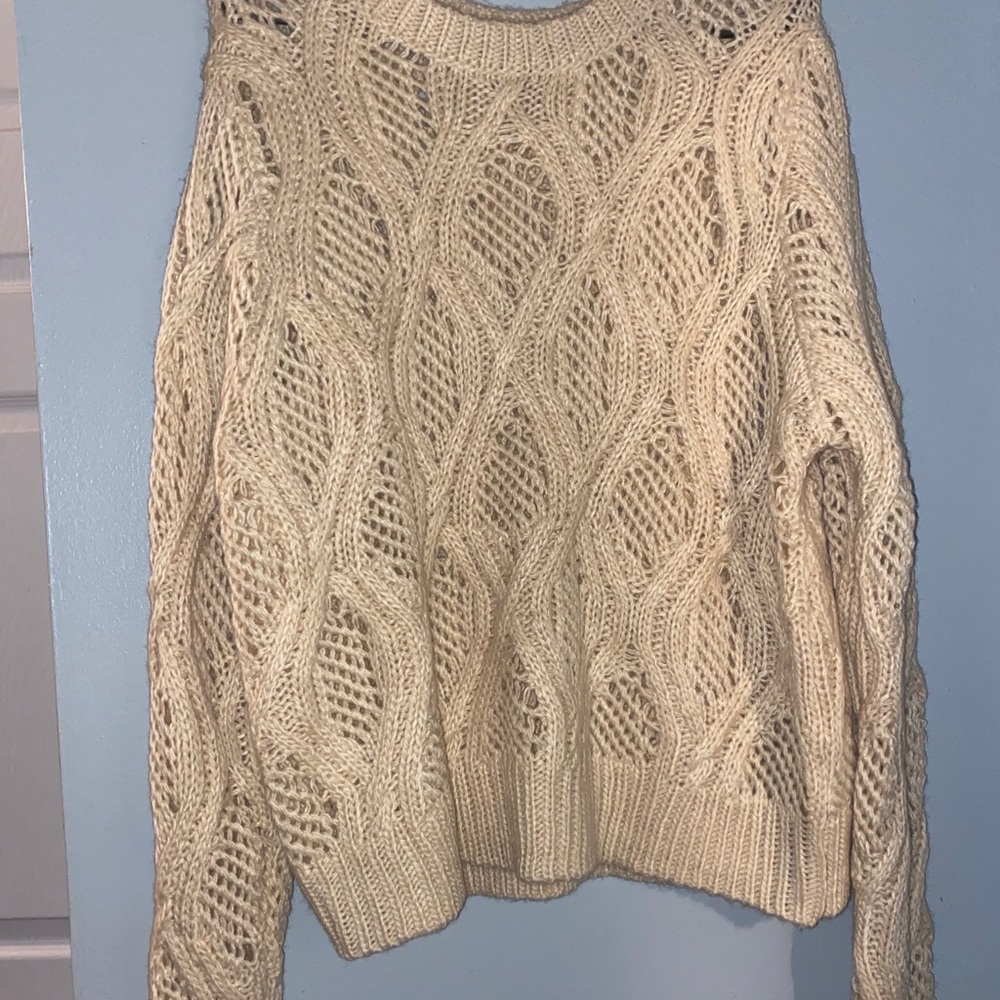 Beige open knit sweater
